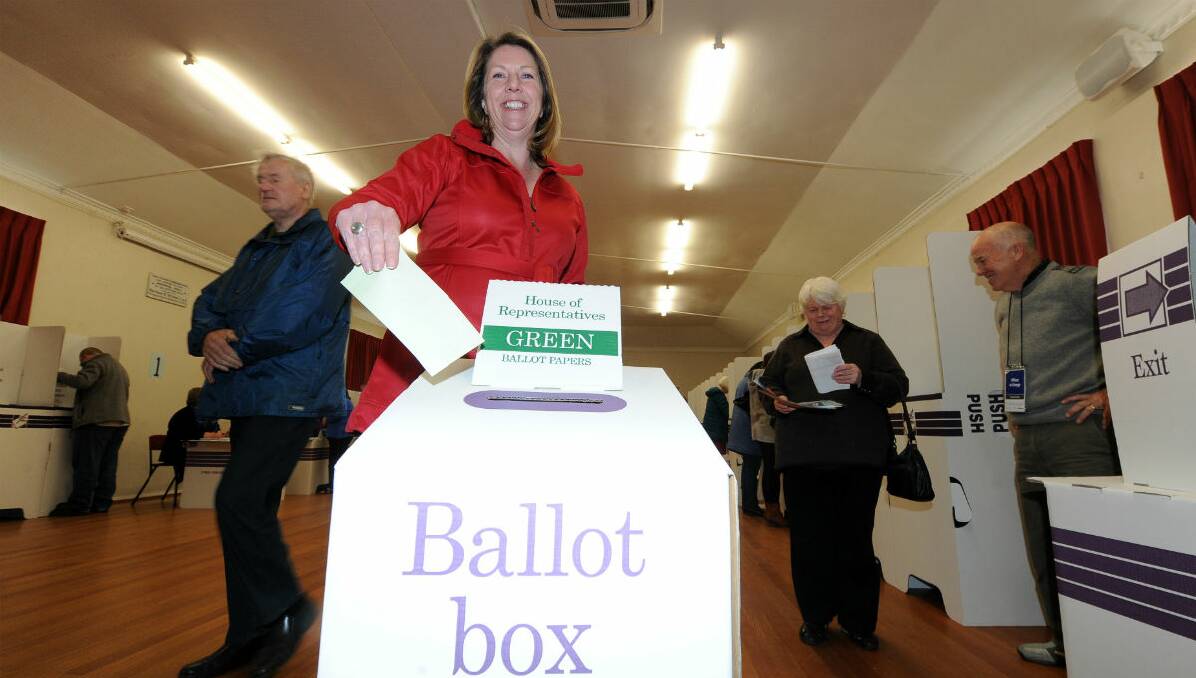 Ballarat Labor MP Catherine King casting her vote at Sebastopol this morning. PICTURE: JUSTIN WHITELOCK