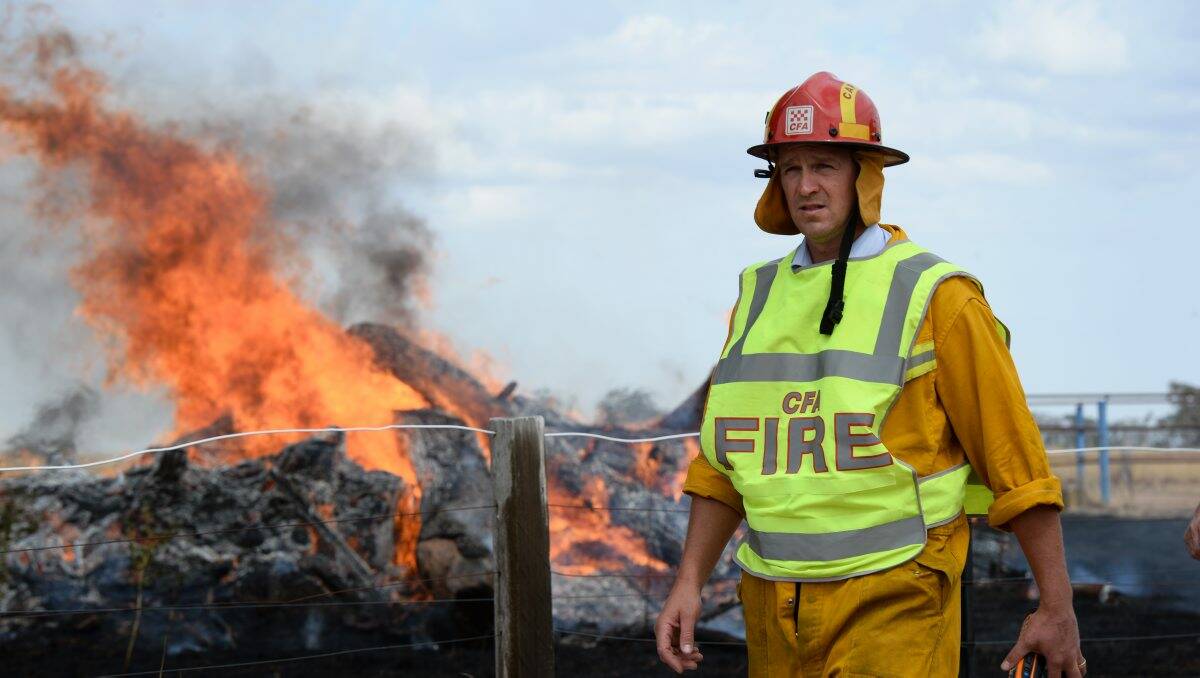 Cardigan captain and incident controller Jim Hare  at the scene of yesterday’s fire at Remembrance Drive. 