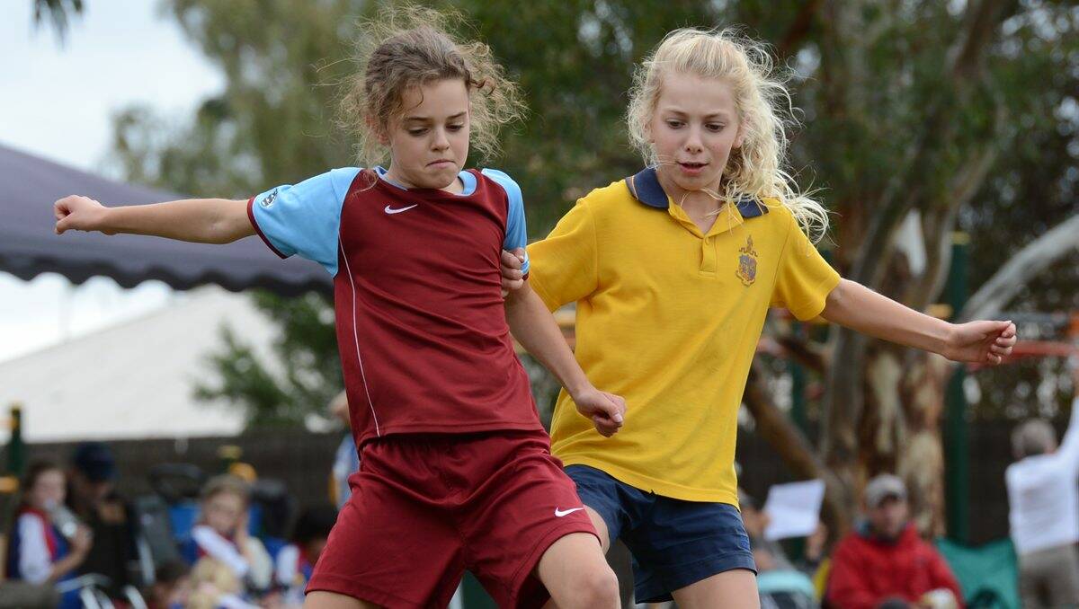 Playing in last year’s Total Girl Soccer Tournament  were Lexi McConkey of Sandringham and Brooke Pithie of Ballarat Grammar. FILE PICTURE