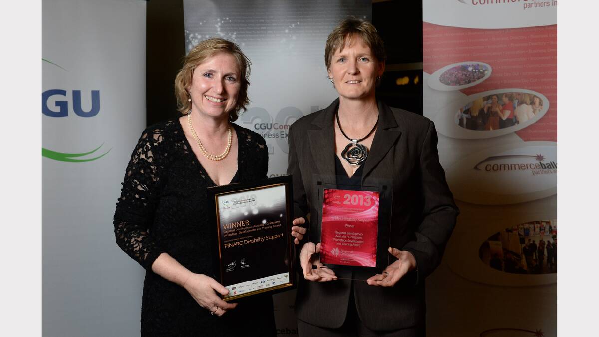  CEO Marianne Hubbard and senior services manager Sara Cavanagh from PINARC disability support, winner of Regional Development Australia - Grampians Workplace Development and Training Award. PICTURE: ADAM TRAFFORD