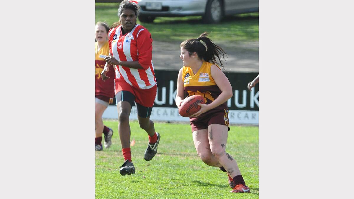 Redan's Hayley Smith in Ballarat Football League's youth girls football, Ballarat v Redan. PICTURE: LACHLAN BENCE