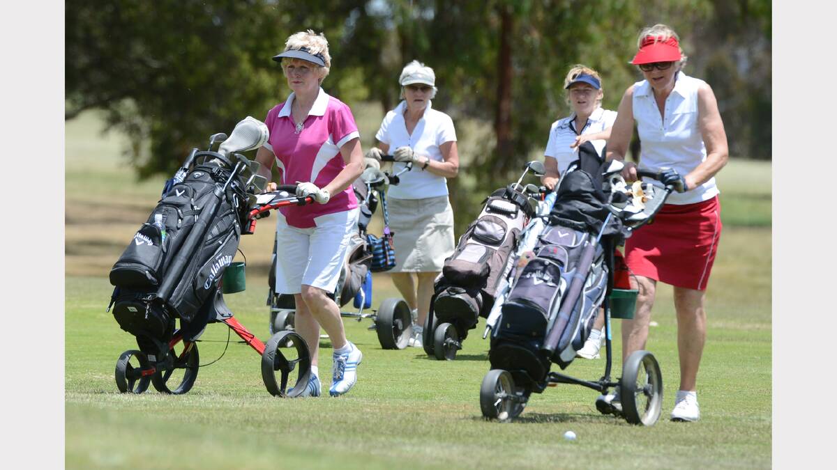 Annette Ciezki, Carmel Hatton, Rose Rajki and Carmel Knowles at Buninyong Golf Course. PICTURE: KATE HEALY. 