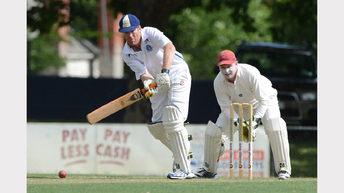 Cricket club firsts between Golden Point and Wendouree. Steve O'Loughlin (GP) and Heath Pyke (Wen). PICTURE: KATE HEALY. 