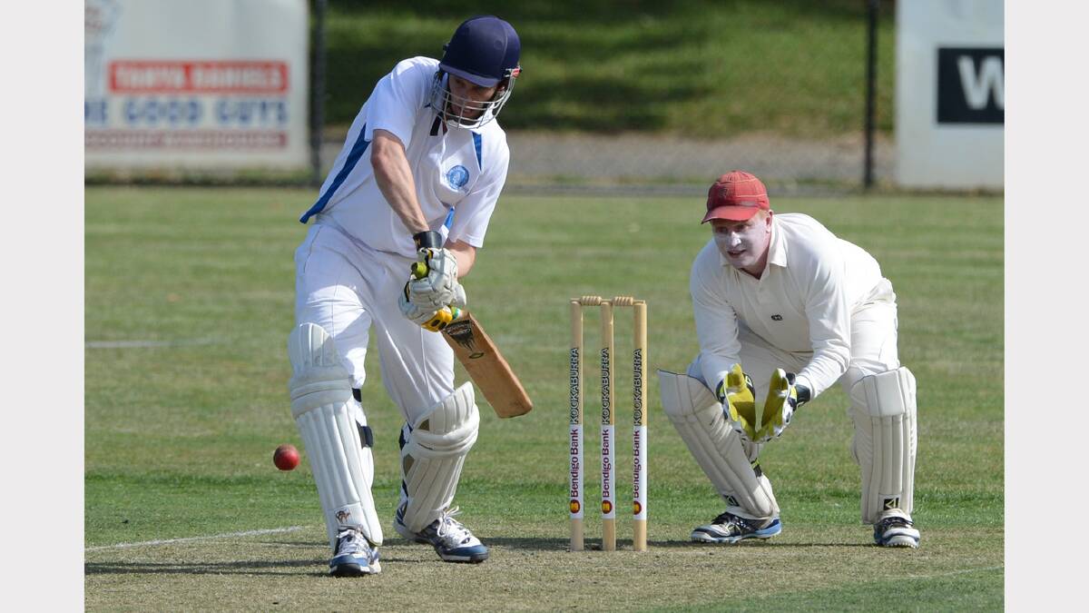 Cricket club firsts between Golden Point and Wendouree. Daniel White (GP) and Heath Pyke (Wen). PICTURE: KATE HEALY. 