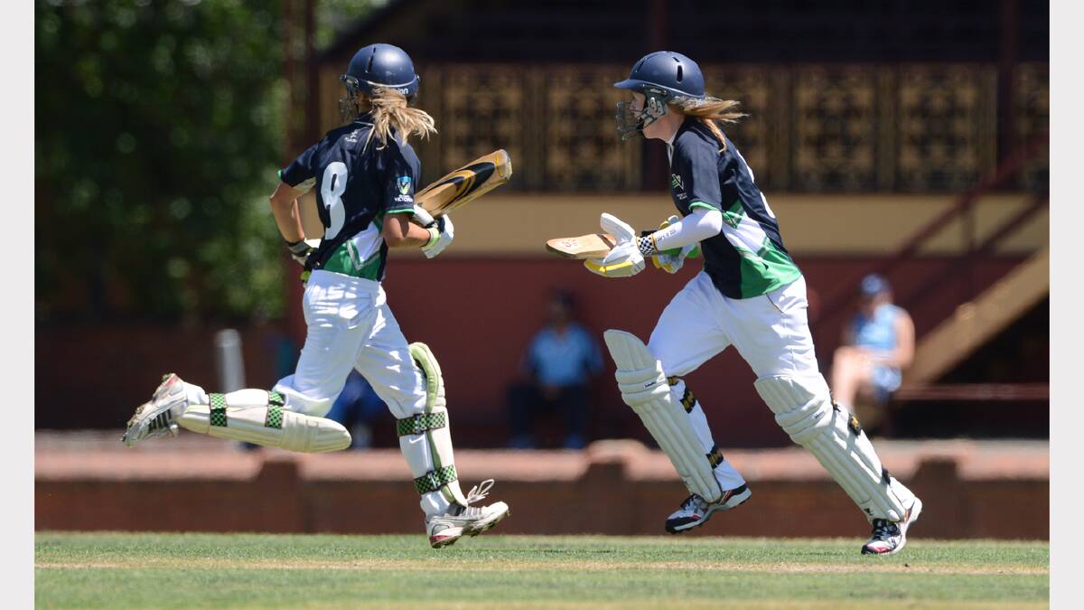 AUSTRALIAN UNDER 18 FEMALE CRICKET CHAMPIONSHIPS. Victoria v NSW. Victoria's Kate Dempsey and Sarah Tatchell. PICTURE: ADAM TRAFFORD