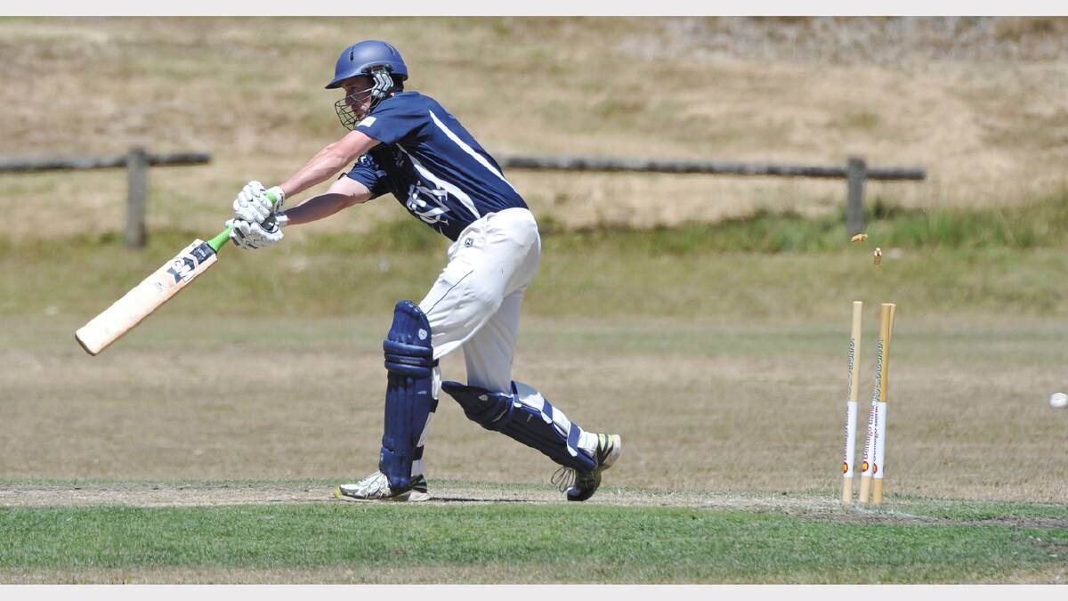 CRICKET: MT CLEAR v WENDOUREE ONE-DAYERS. Mt Clear's Lincoln Blake goes out. PICTURE: LACHLAN BENCE.