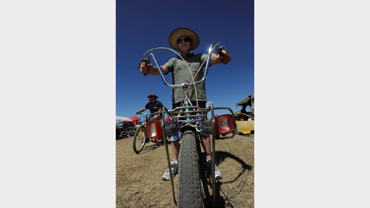 2010: Mike Bakker on his original Dragstar bicycle. PICTURE: JEREMY BANNISTER