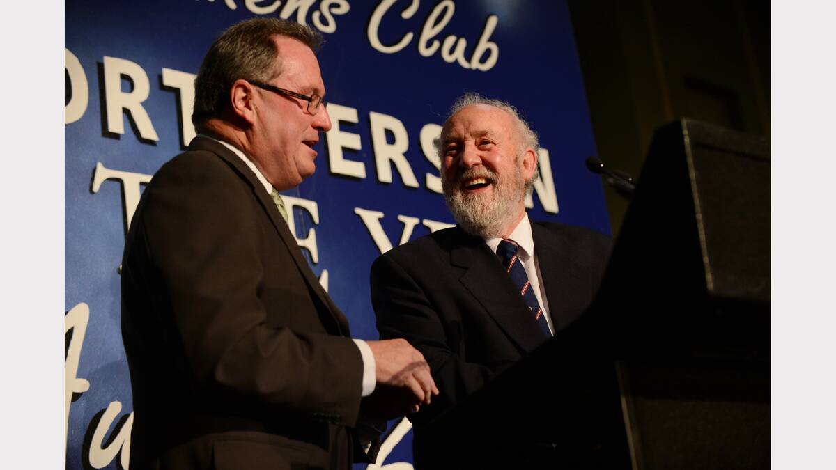 McKenzie award for administration winner Brian Christophers chats with MC Shane Brennan. PICTURE: ADAM TRAFFORD