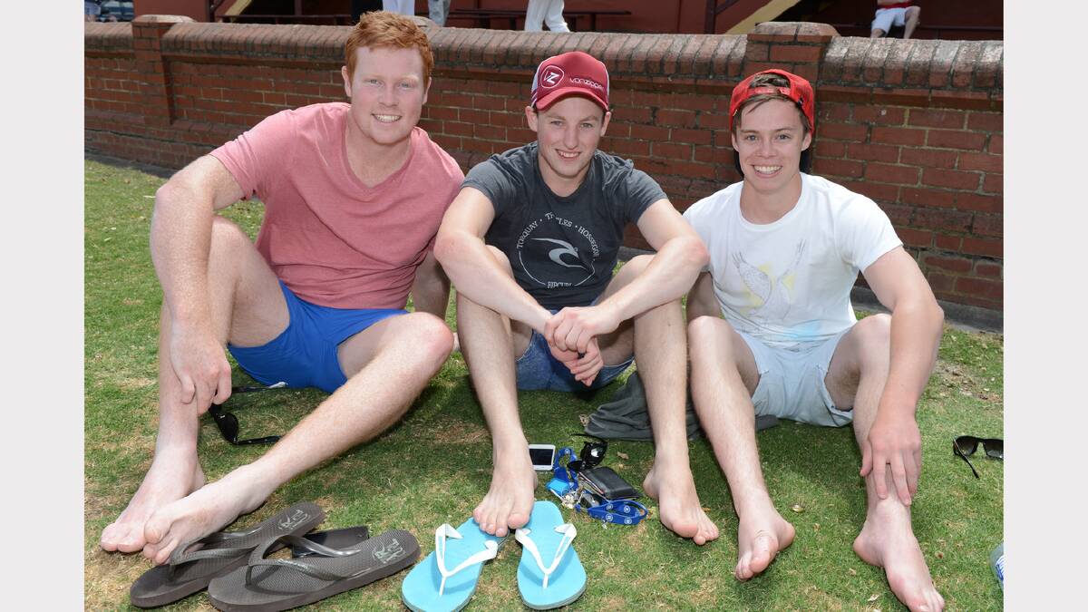 Daniel Romeo (Miners Rest), Andrew Day (Ballarat) and Jacob Butterworth (Ballarat). PICTURE: KATE HEALY. 