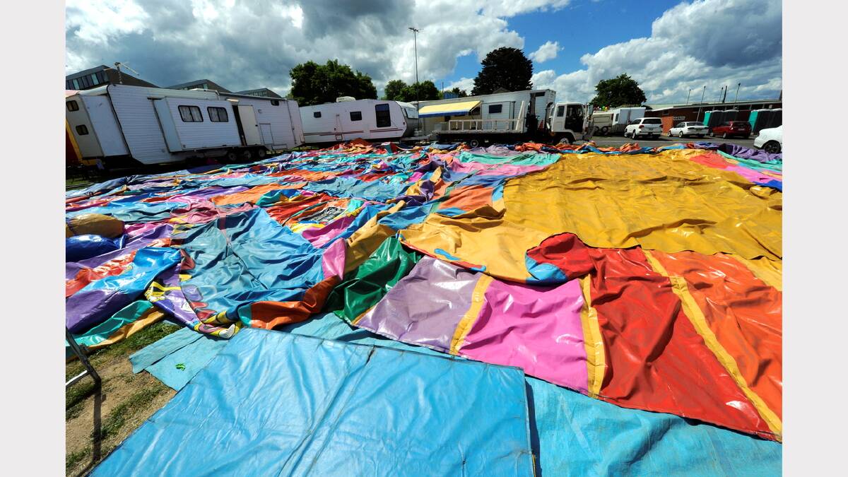 The calm before the storm. The jumping castle waiting to be inflated. PICTURE: JEREMY BANNISTER. 