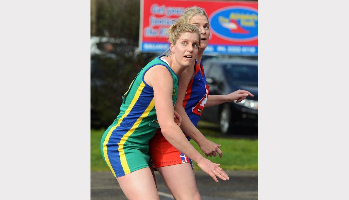 Lake Wendouree's Emma Burton and East Point's Emma Farrell. PICTURE: KATE HEALY. 