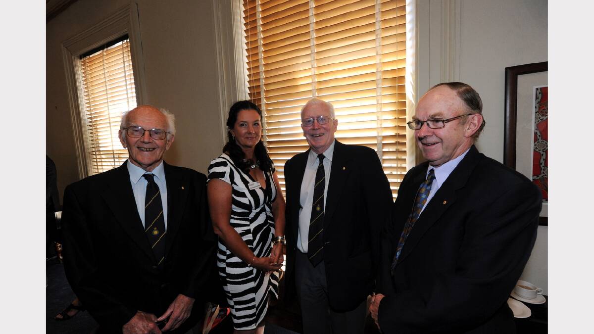 Bill Prior, Prof Caroline Taylor, John Hurley and Geoff Crick. Civic Reception at Town Hall for North Melbourne players and club officials to begin their community camp. PICTURE: JEREMY BANNISTER