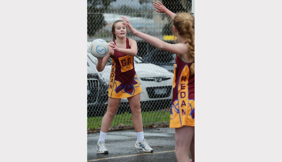 Redan's Ally Dower-Cook in the U/14 match against Lake Wendouree. PICTURE: KATE HEALY. 