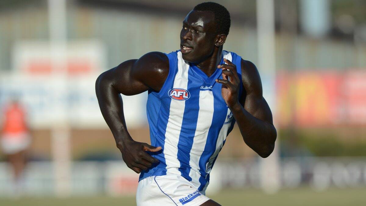 North Melbourne’s  Majak Daw will arrive in Ballarat today with his team for their annual community camp.
