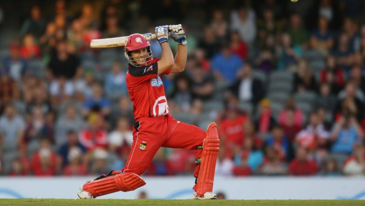William Sheridan of the Renegades bats during the Big Bash League match between the Melbourne Renegades and the Adelaide Strikers at Etihad Stadium on January 2.