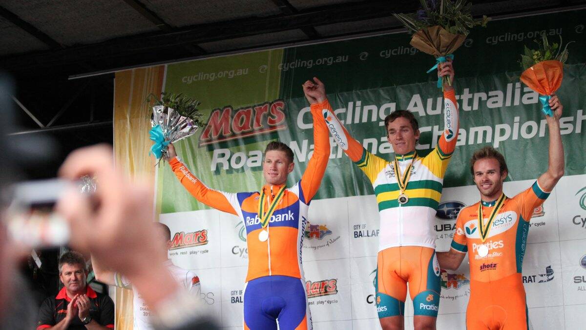 Anthony Giacoppo, centre, with Mark Renshaw, left, and Steele Von Hoff. 