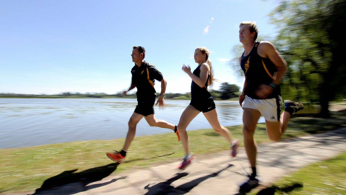 Andrew Drummond, Holly Dobbyn and Matt Wiltshire go for a training run together. 