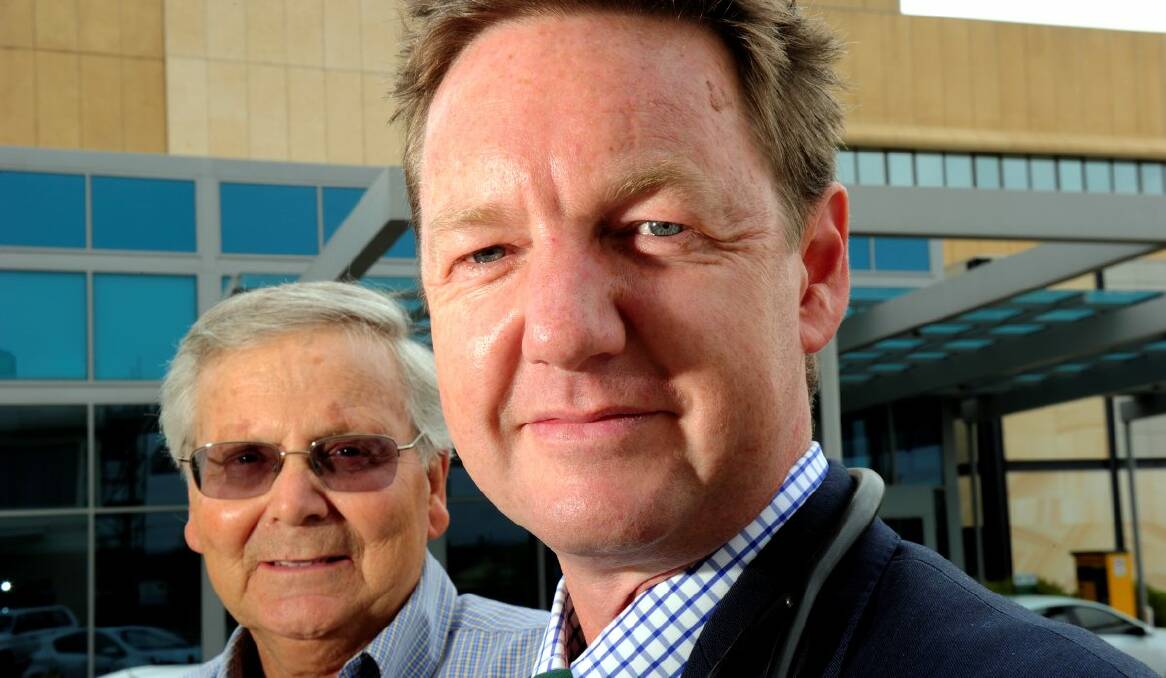 Oncologist Craig Carden, right, with patient Gerry Casey. PICTURE: JEREMY BANNISTER