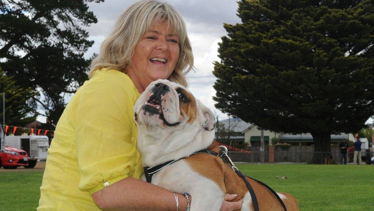 Furtastic: Sue Mase with Buster at the Ballarat Dog Club championship show. PICTURE: JUSTIN WHITELOCK