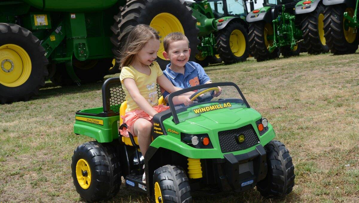 Charlie Deeble and his sister Georgia on his new Gator. PICTURE: KATE HEALY