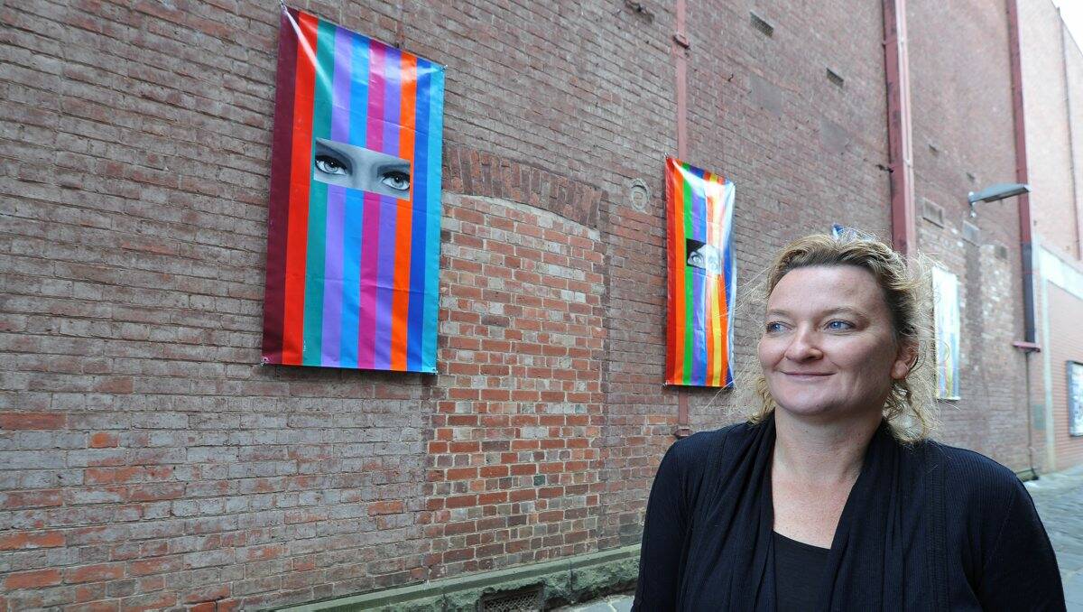 Stolen: City of Ballarat public art co-ordinator Julie Collins at the launch of the artworks last month.