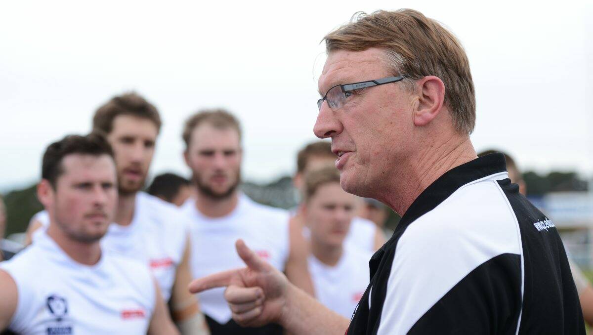 Coach Gerard FitzGerald addresses the North Ballarat Roosters.
