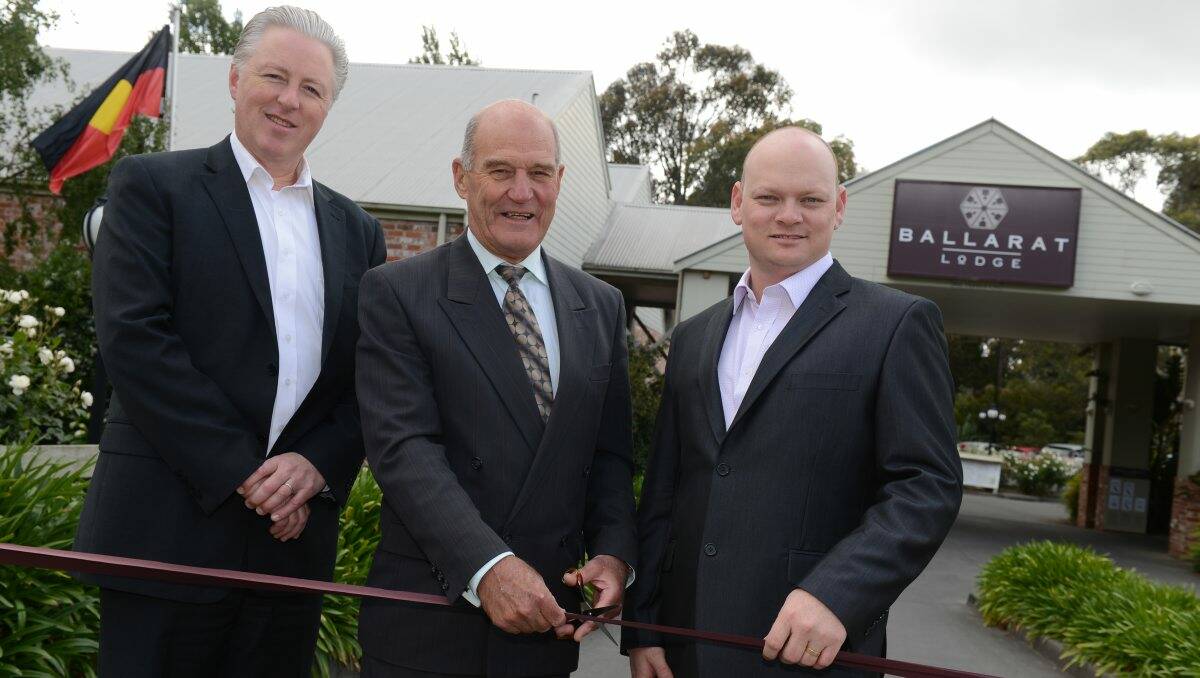 Opening: Erik Stuebe from Austpac Hotels, Ballarat mayor John Burt and Allan Benfield, the general manager of the Ballarat Lodge and Convention Centre.