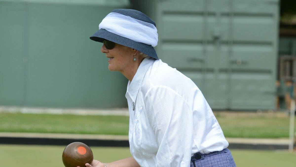 Luci Smolski was dressed to play some old fashioned bowls to mark Buninyong Bowling Club's 140 years.  PICTURE: KATE HEALY
