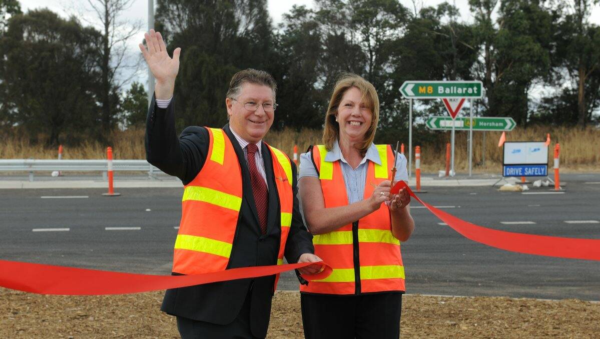 Regional Cities Minister  Denis Napthine and Ballarat MP Catherine King: PICTURE: LACHLAN BENCE 