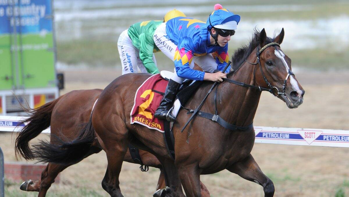 Tube (Damien Lane) bounds away with last year’s Burrumbeet Cup. Can he go back-to-back?