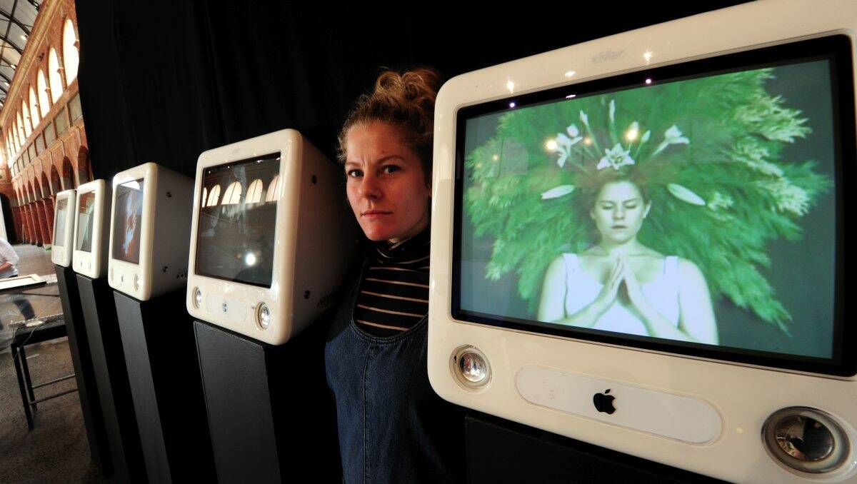CYCLE OF LIFE: Jasmine Barker with her exhibit which will feature as part of the University of Ballarat’s School of Education and Arts EYE - End of Year Exhibition. PICTURE: JEREMY BANNISTER