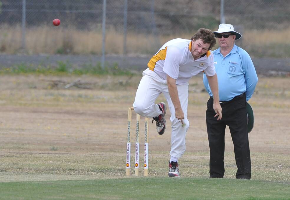 Napoleons-Sebastopol batsmen Jake Eyers was dismissed cheaply by East Ballarat bowler Josh Brown (pictured) who took four wickets. 
